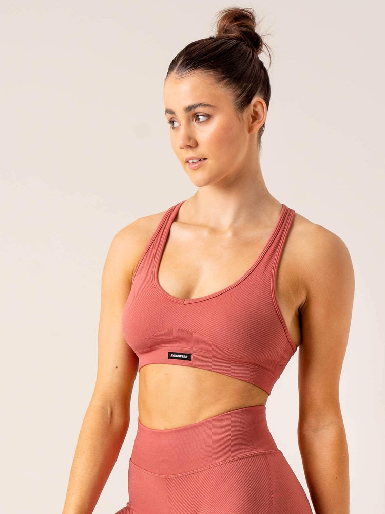 Ryderwear Circuit Rib Seamless Sports Bra Röda | UQY-309452