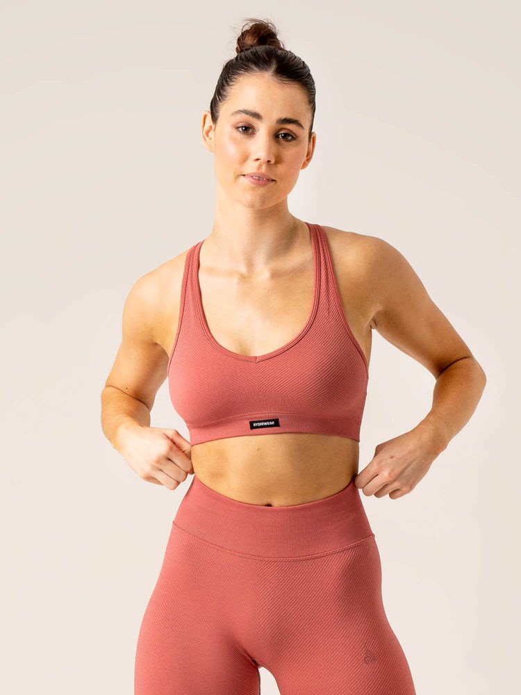 Ryderwear Circuit Rib Seamless Sports Bra Röda | UQY-309452