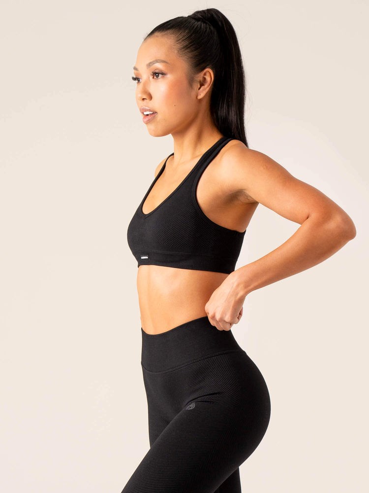 Ryderwear Circuit Rib Seamless Sports Bra Svarta | XVR-182746