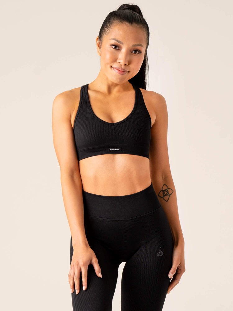 Ryderwear Circuit Rib Seamless Sports Bra Svarta | XVR-182746