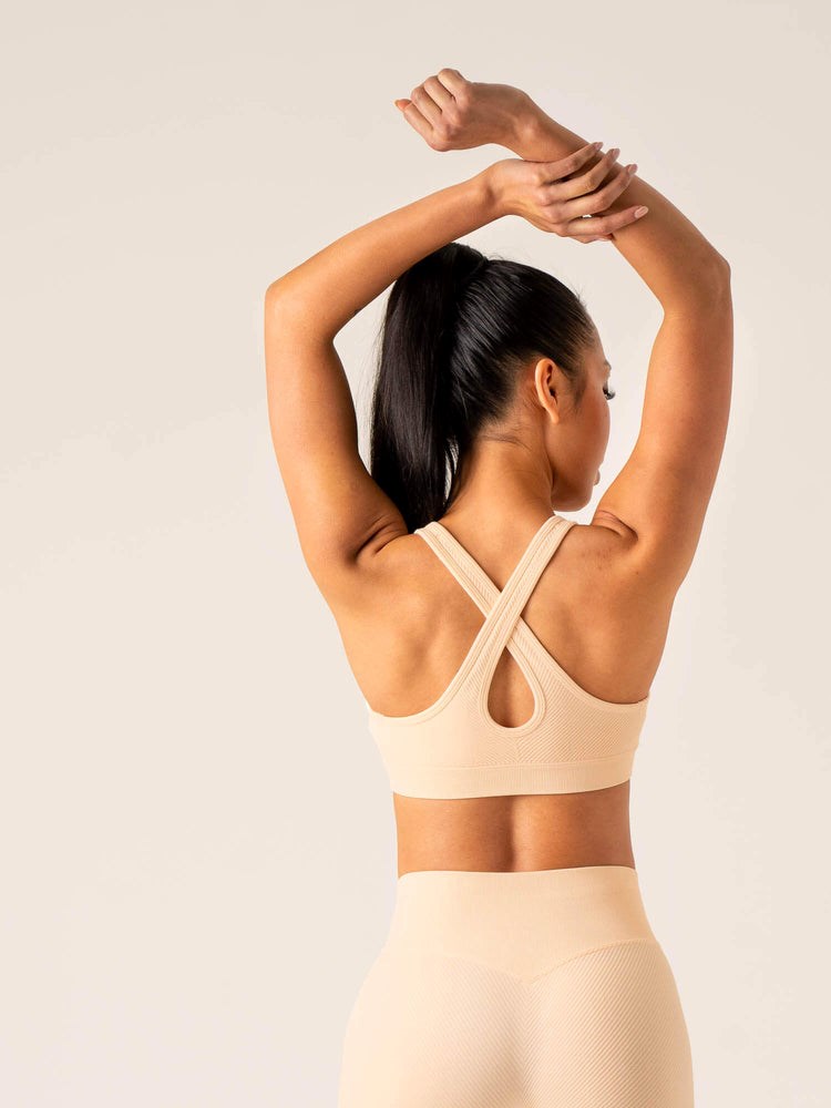 Ryderwear Circuit Rib Seamless Sports Bra Peach Sorbet | YWP-146527