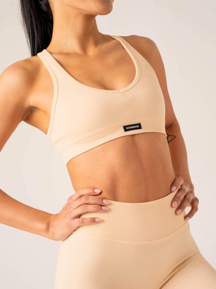 Ryderwear Circuit Rib Seamless Sports Bra Peach Sorbet | YWP-146527