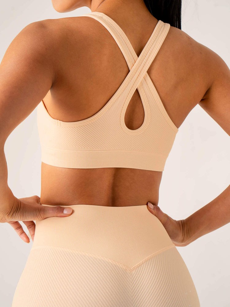 Ryderwear Circuit Rib Seamless Sports Bra Peach Sorbet | YWP-146527