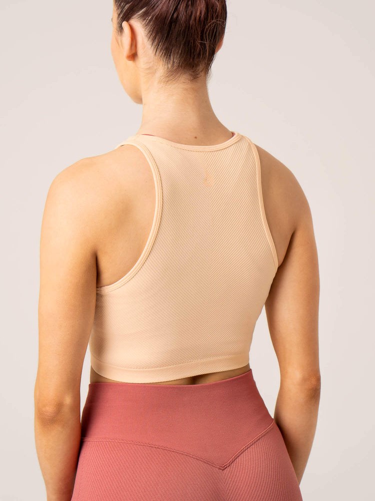 Ryderwear Circuit Rib Seamless Tank Peach Sorbet | LPW-809416