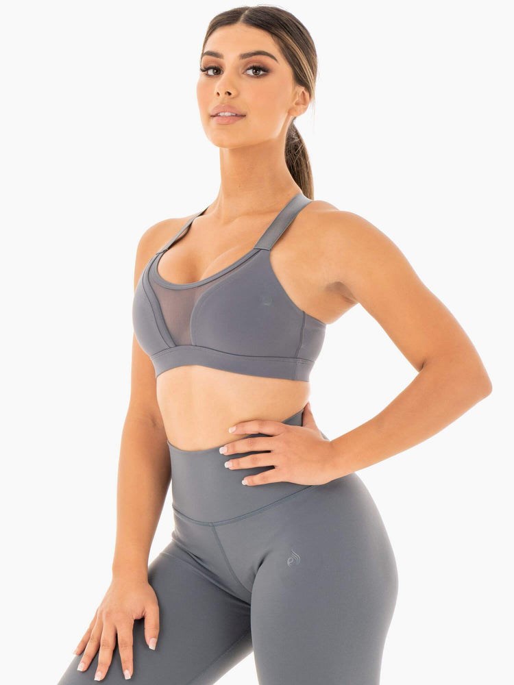 Ryderwear Collide Mesh Contour Sports Bra Charcoal | LOD-901576