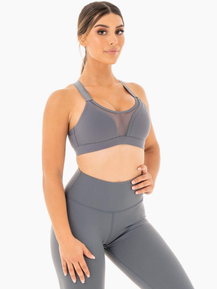 Ryderwear Collide Mesh Contour Sports Bra Charcoal | LOD-901576