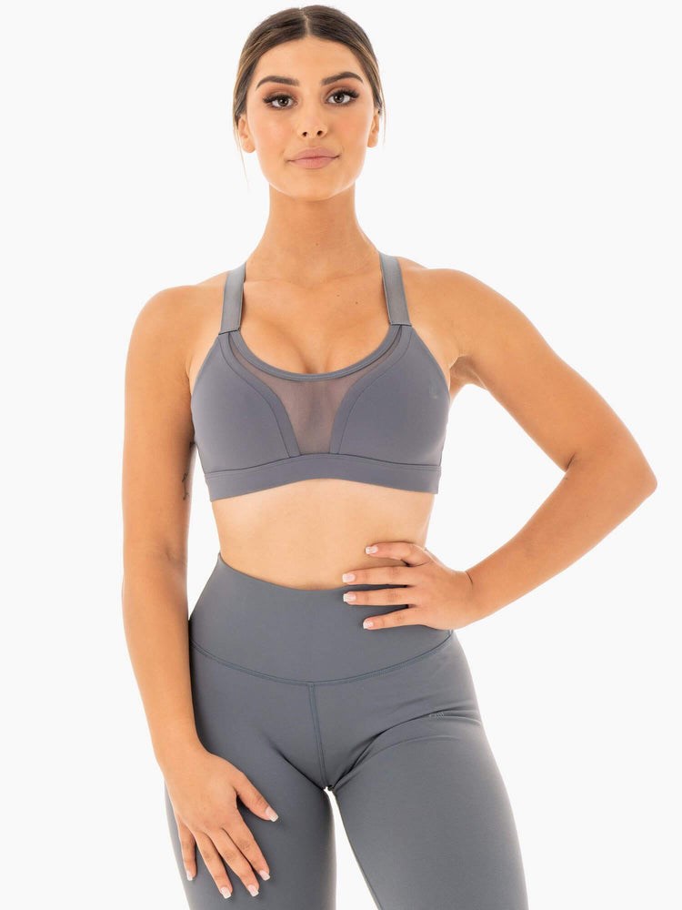 Ryderwear Collide Mesh Contour Sports Bra Charcoal | LOD-901576