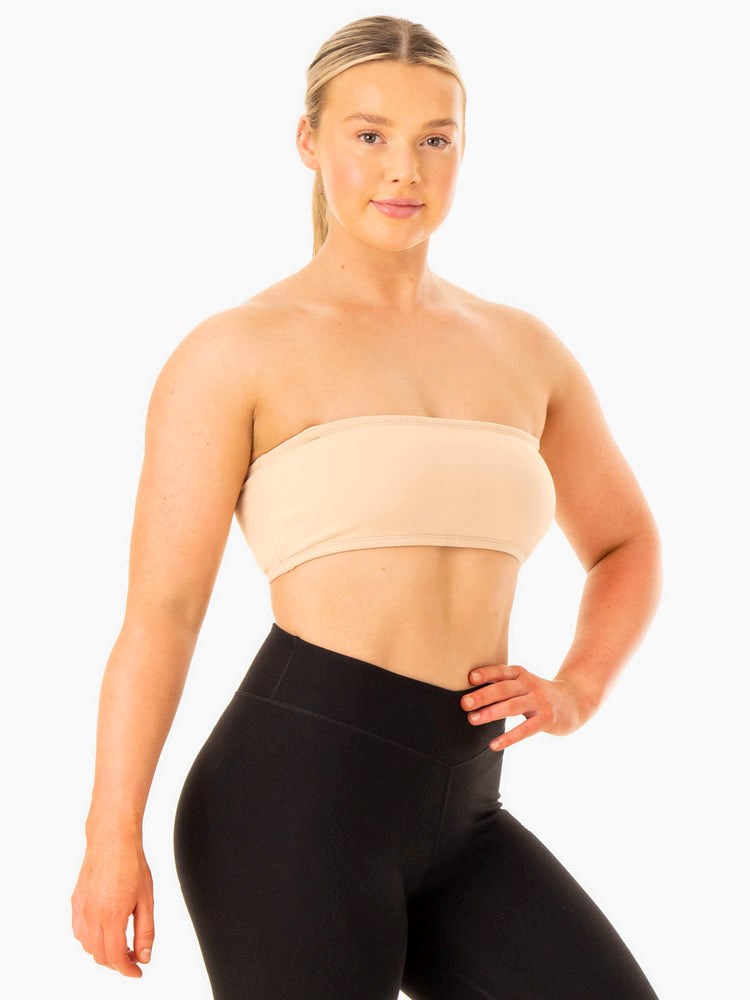 Ryderwear Convertible Bandeau Sports Bra Sand | JQY-207543