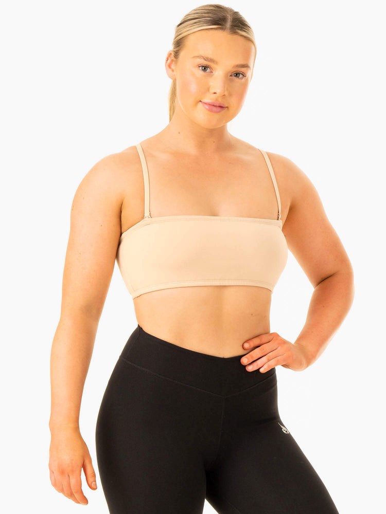 Ryderwear Convertible Bandeau Sports Bra Sand | JQY-207543