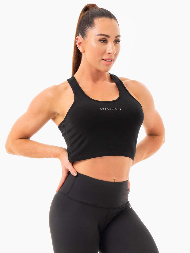 Ryderwear Cropped Racer Back Tank Svarta | ZJT-387052