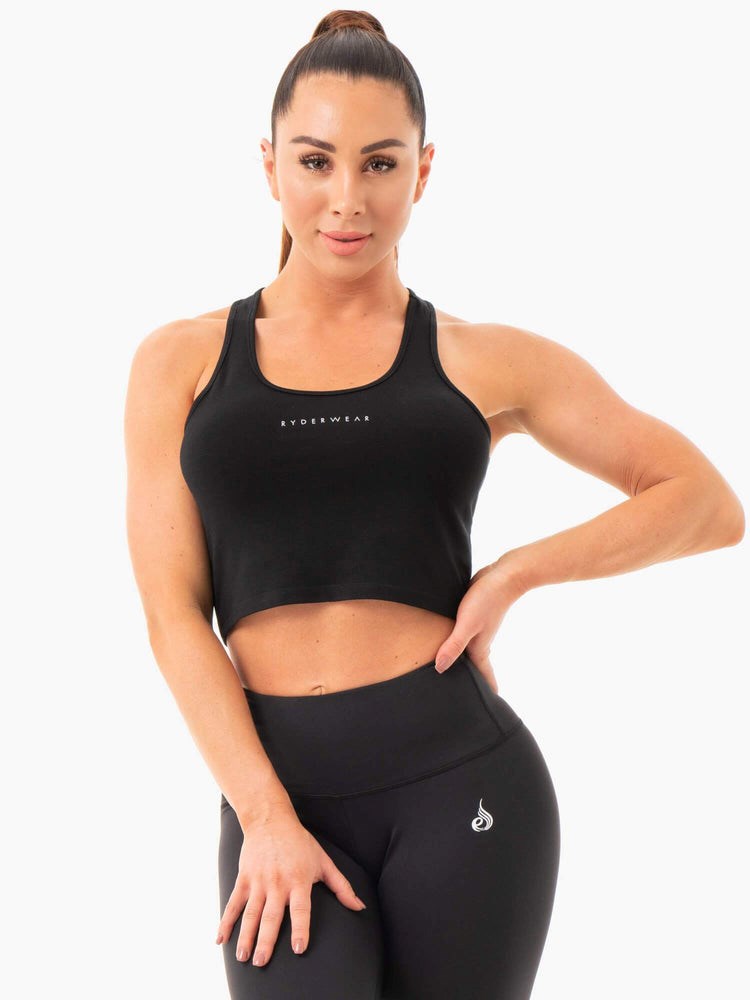 Ryderwear Cropped Racer Back Tank Svarta | ZJT-387052