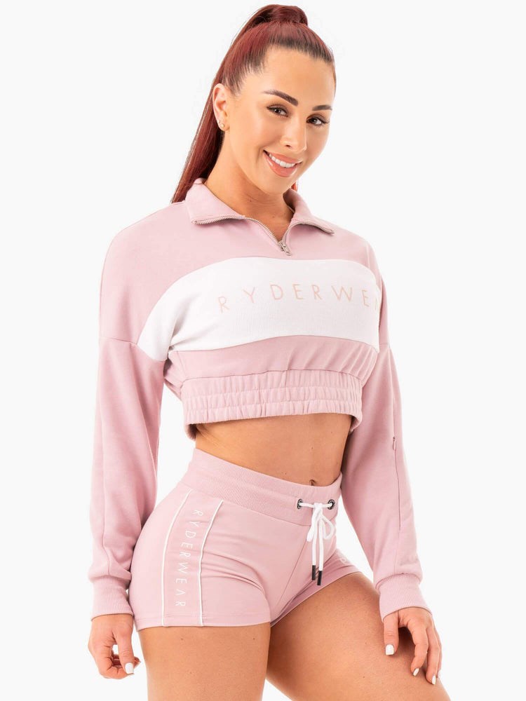 Ryderwear Cropped Track Jumper Rosa | KEO-986051