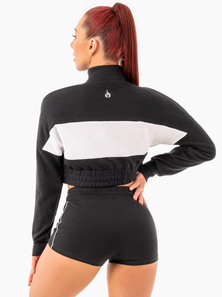 Ryderwear Cropped Track Jumper Svarta | LIQ-203154