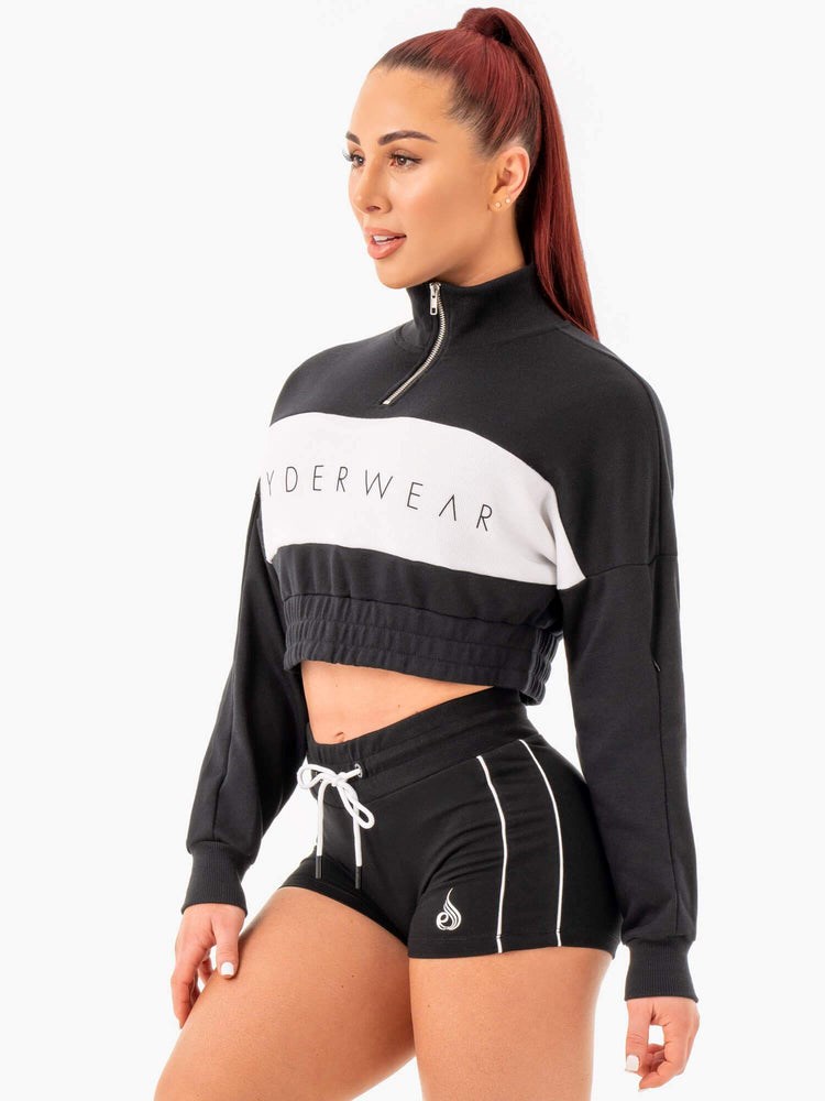 Ryderwear Cropped Track Jumper Svarta | LIQ-203154