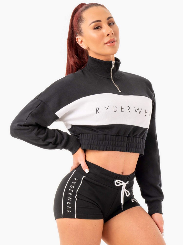 Ryderwear Cropped Track Jumper Svarta | LIQ-203154