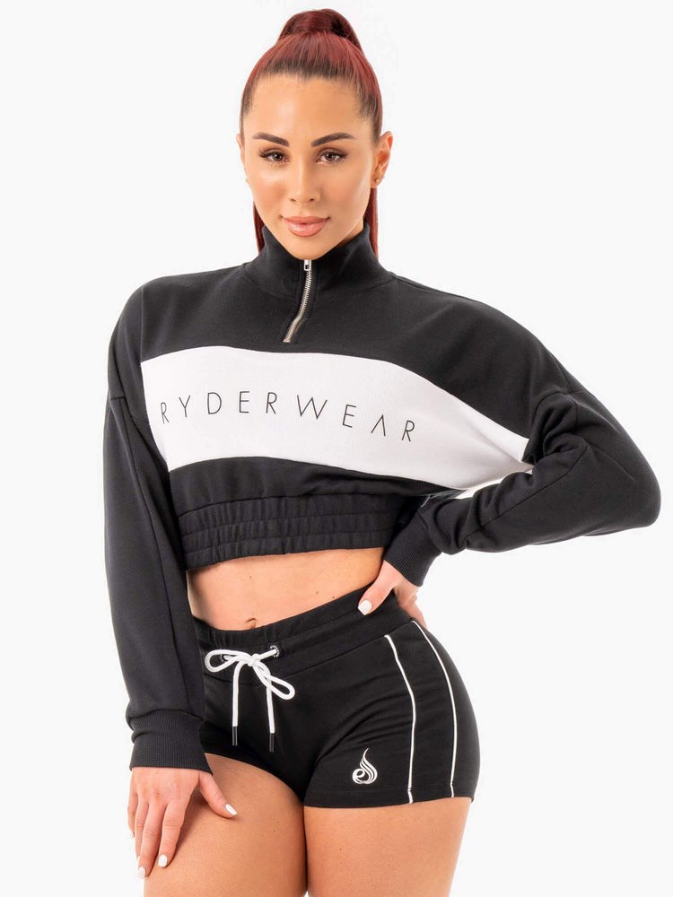 Ryderwear Cropped Track Jumper Svarta | LIQ-203154