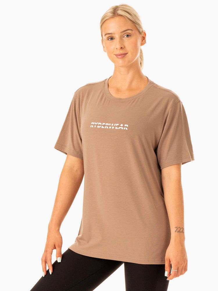 Ryderwear Edit Longline T-Shirt Latte | VDN-597804