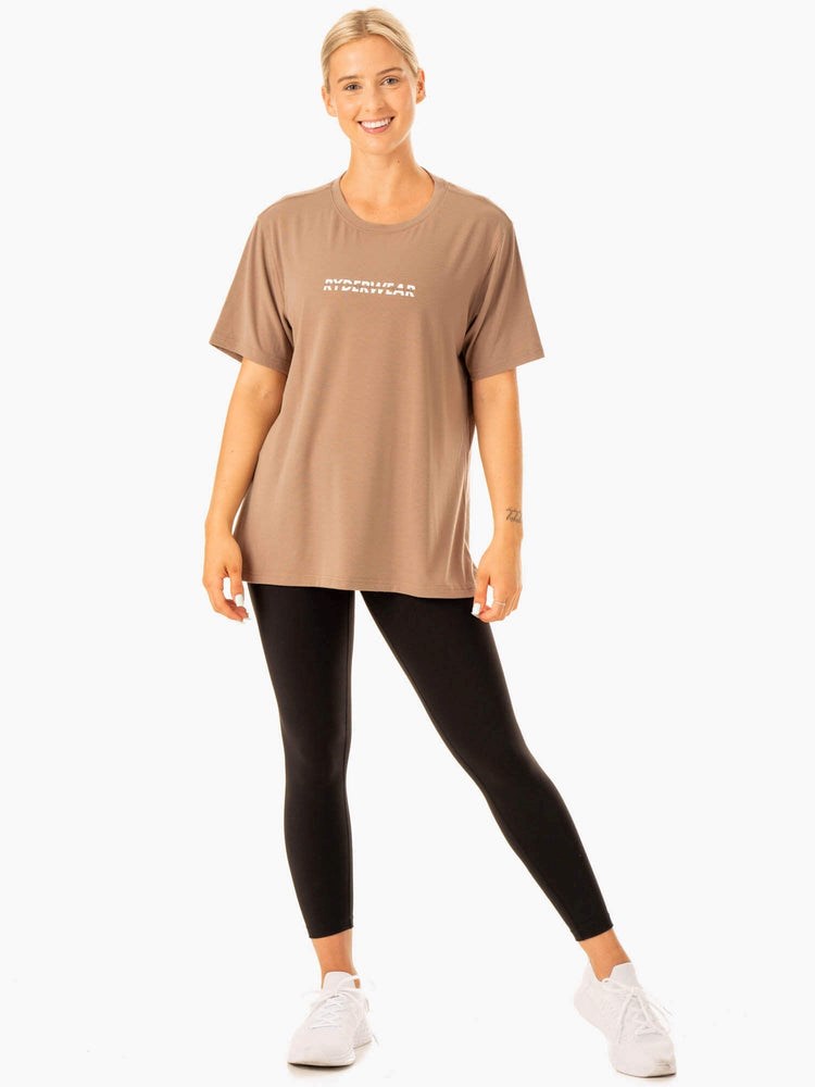 Ryderwear Edit Longline T-Shirt Latte | VDN-597804