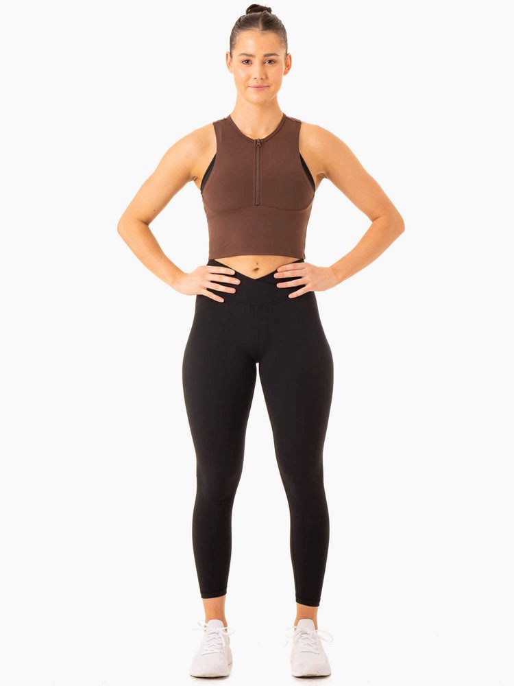 Ryderwear Embody Zip Up Crop Choklad | XZM-518936