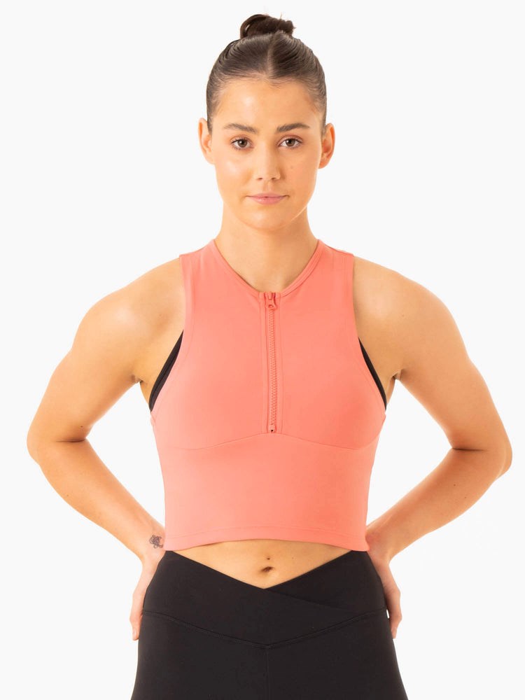 Ryderwear Embody Zip Up Crop Rosa Rosa | JDP-406987