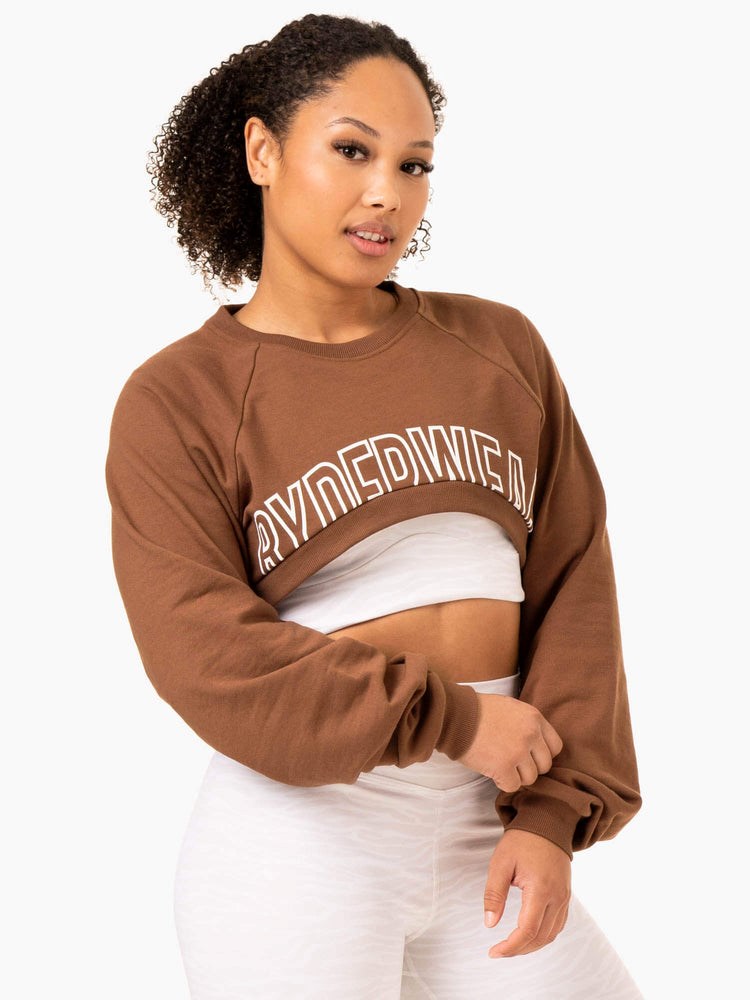 Ryderwear Emerge Super Crop Tröja Choklad | NIW-309127