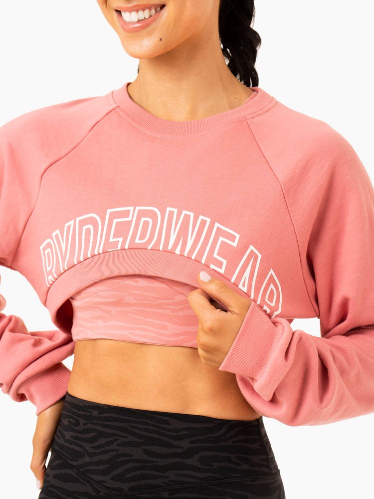 Ryderwear Emerge Super Crop Tröja Rosa | ENS-780613