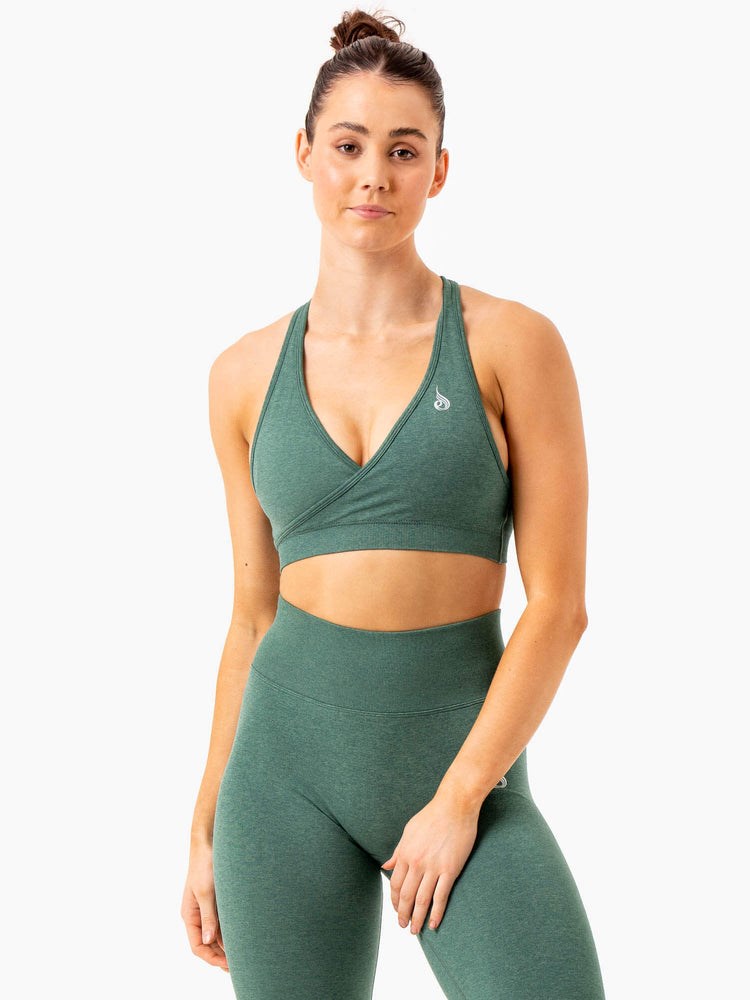 Ryderwear Essential Seamless Cross Over Sports Bra Gröna | ULB-932574