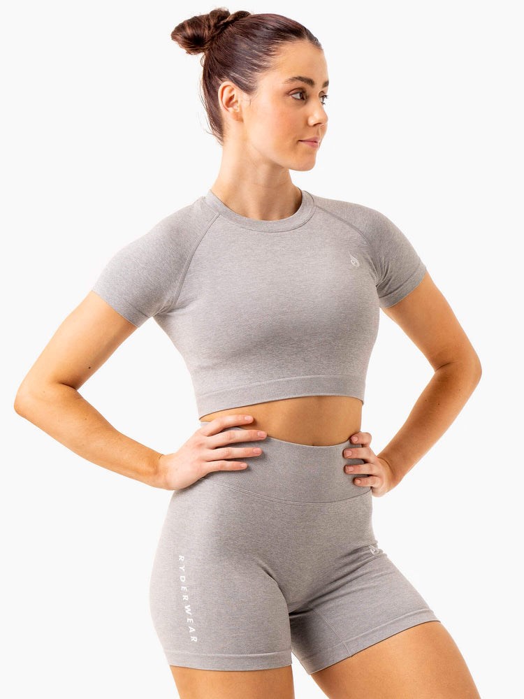 Ryderwear Essential Seamless Tee Ljusgrå | YLS-498315