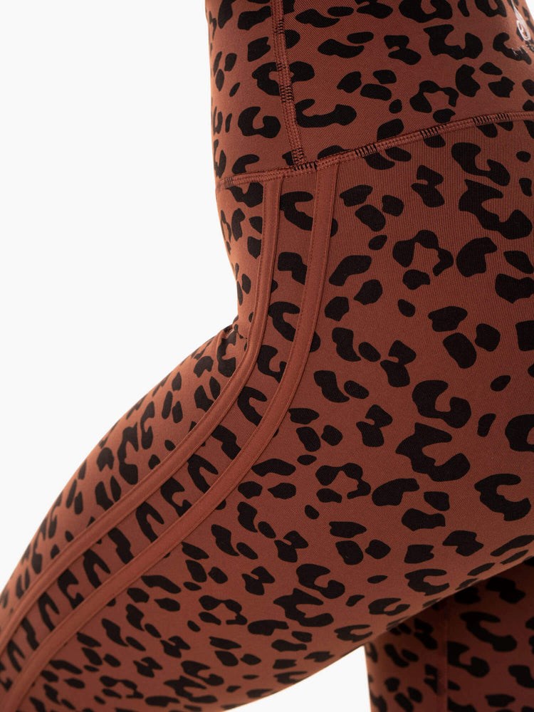 Ryderwear Evolution High Waisted Scrunch Leggings Choklad Leopard | INS-462597