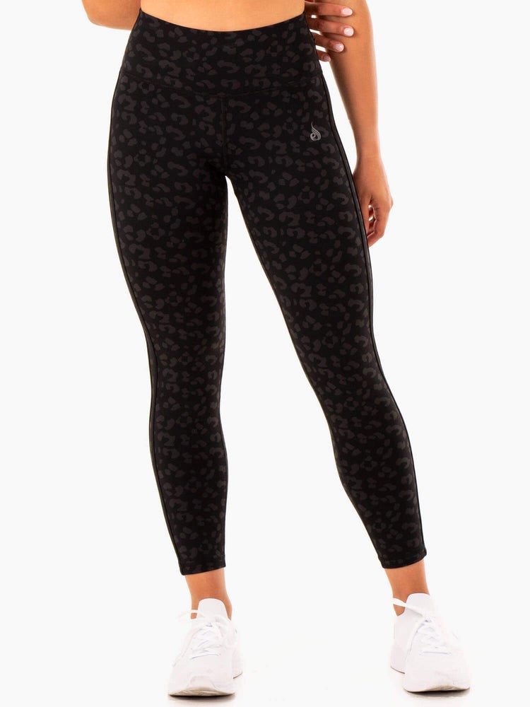 Ryderwear Evolution High Waisted Scrunch Leggings Svarta Leopard | OVR-389167