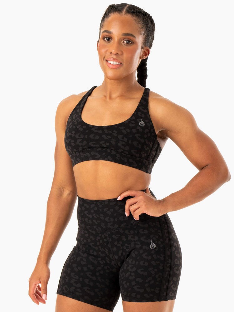 Ryderwear Evolution Sports Bra Svarta Leopard | YTQ-259671