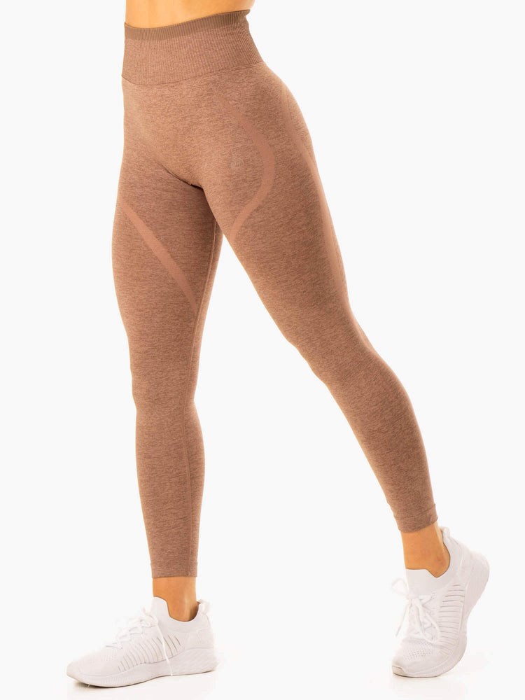 Ryderwear Excel Seamless High Waisted Leggings Mocha Marl | INO-768521