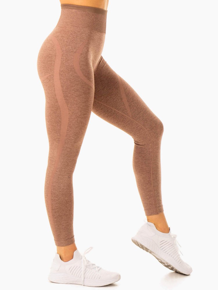 Ryderwear Excel Seamless High Waisted Leggings Mocha Marl | INO-768521