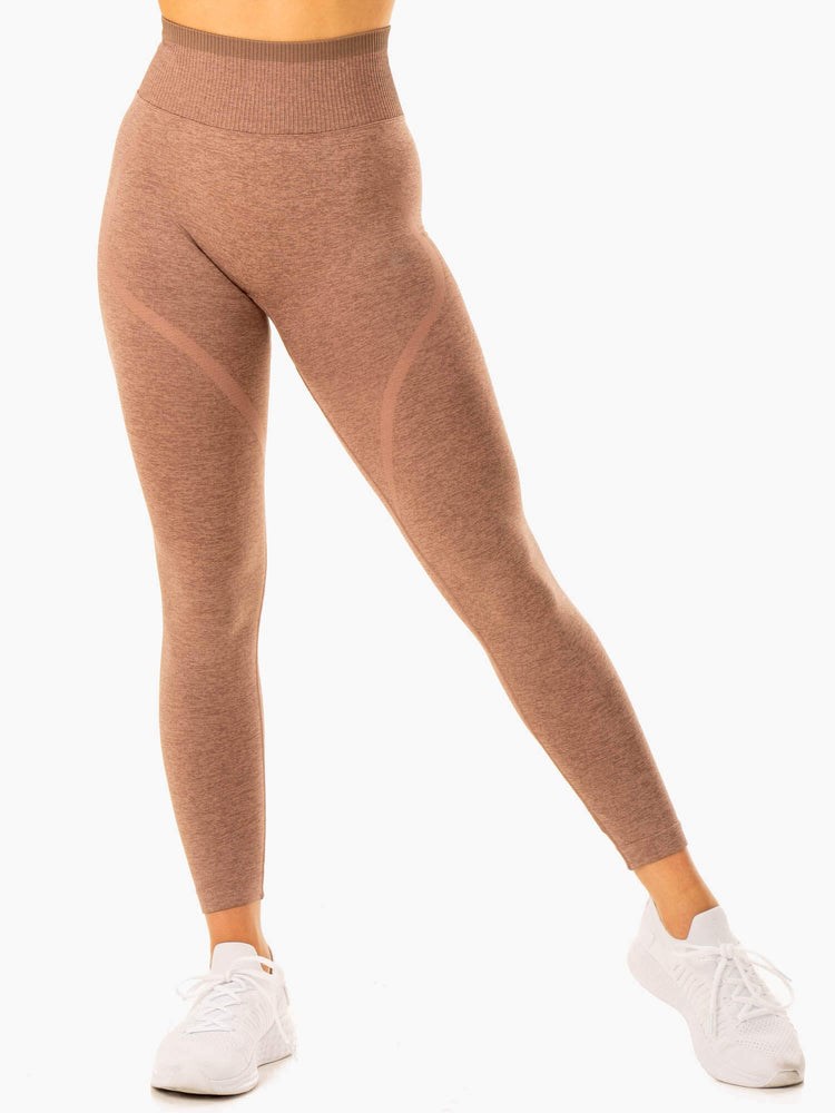 Ryderwear Excel Seamless High Waisted Leggings Mocha Marl | INO-768521