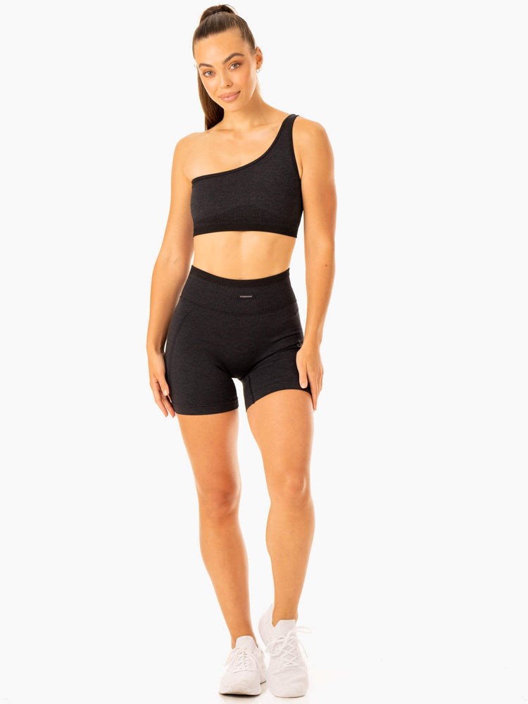 Ryderwear Excel Seamless One Shoulder Sports Bra Svarta | CLT-548136