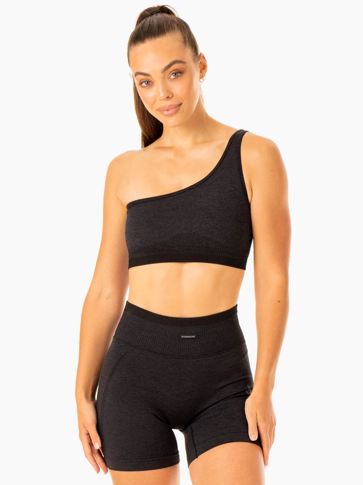 Ryderwear Excel Seamless One Shoulder Sports Bra Svarta | CLT-548136