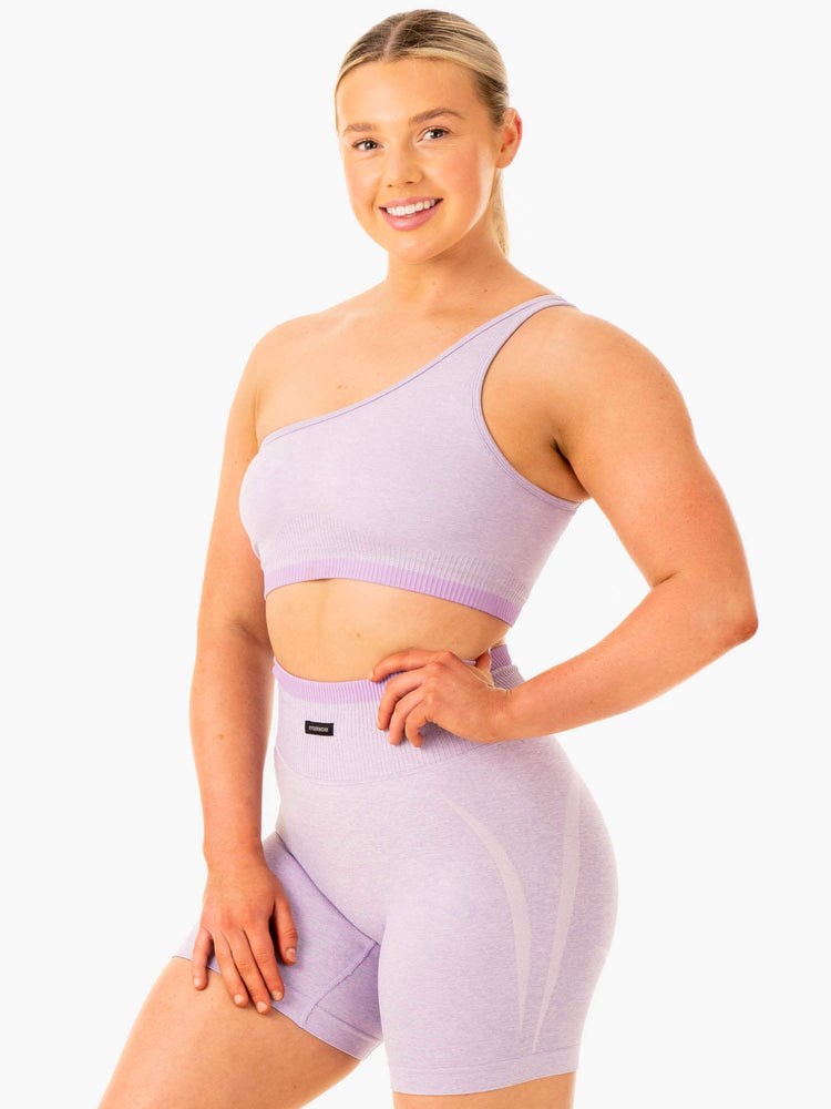 Ryderwear Excel Seamless One Shoulder Sports Bra Lavendel | OAR-028965