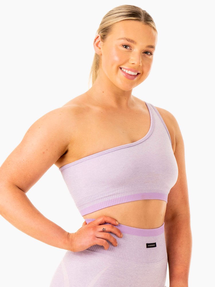 Ryderwear Excel Seamless One Shoulder Sports Bra Lavendel | OAR-028965