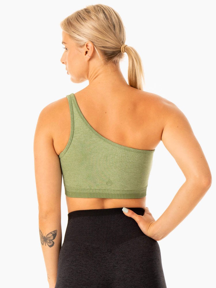 Ryderwear Excel Seamless One Shoulder Sports Bra Gröna | SZX-650724