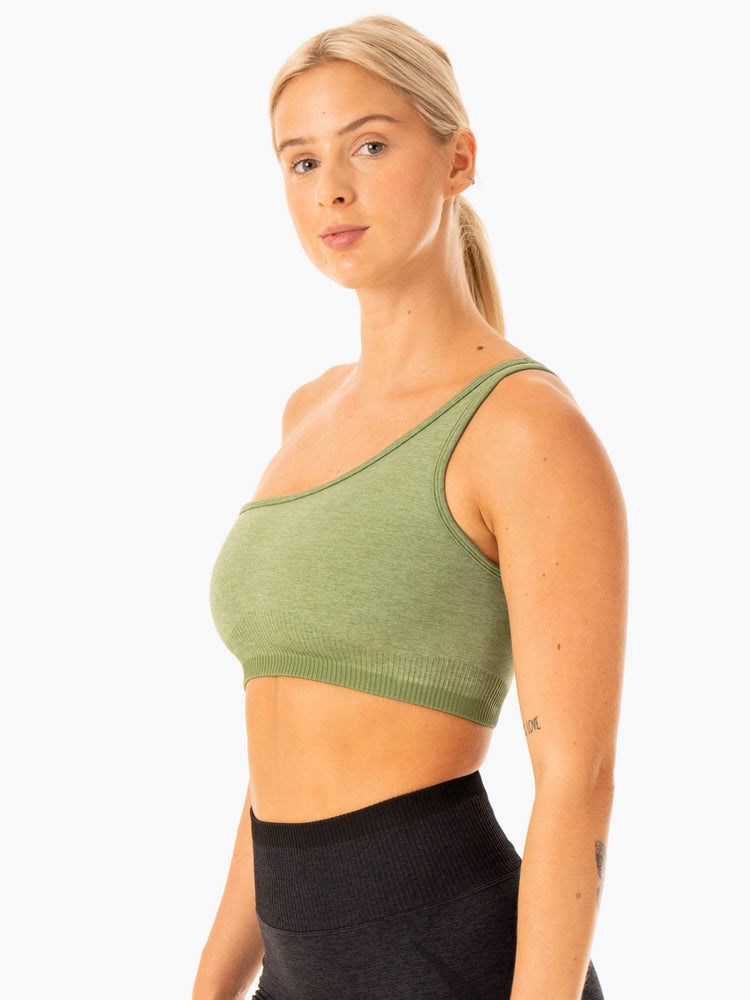 Ryderwear Excel Seamless One Shoulder Sports Bra Gröna | SZX-650724