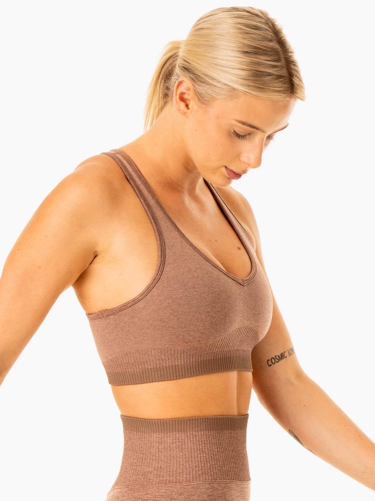 Ryderwear Excel Seamless Sports Bra Mocha Marl | NSP-794132