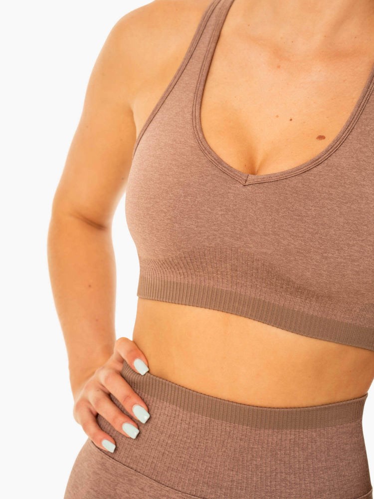 Ryderwear Excel Seamless Sports Bra Mocha Marl | NSP-794132