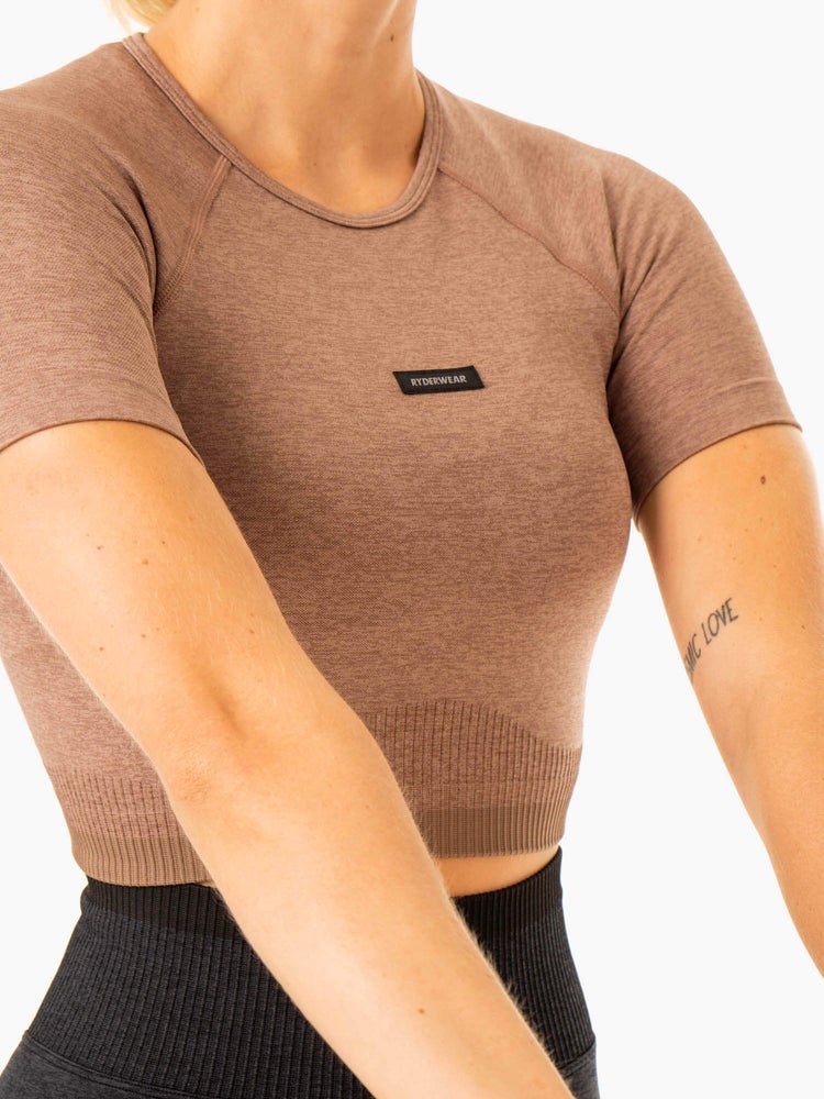 Ryderwear Excel Seamless T-Shirt Mocha Marl | RYC-607928