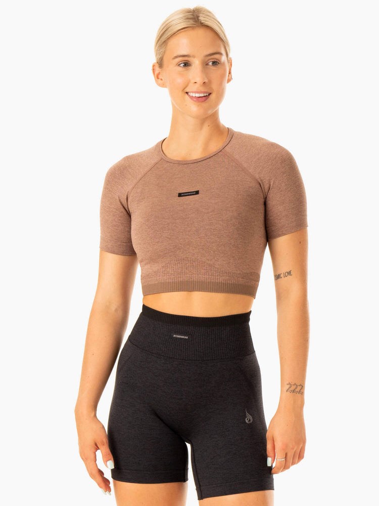 Ryderwear Excel Seamless T-Shirt Mocha Marl | RYC-607928