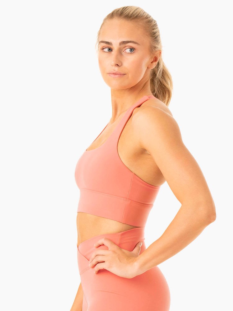 Ryderwear Flow Square Neck Sports Bra Rosa Rosa | GCT-296803