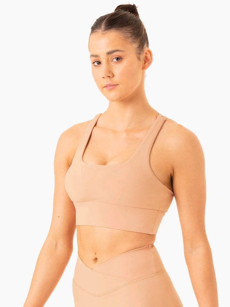 Ryderwear Flow Square Neck Sports Bra Tan | JGN-159627