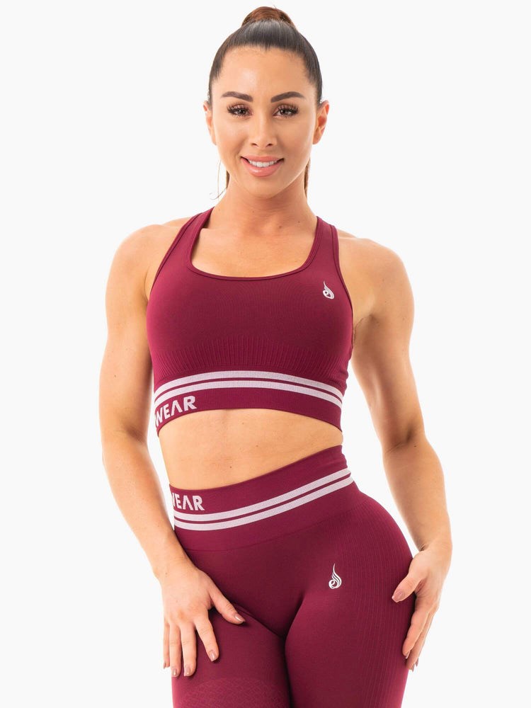 Ryderwear Freestyle Seamless Longline Sports Bra Vinröda | FSX-430576