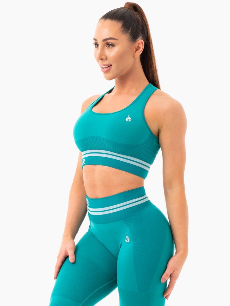 Ryderwear Freestyle Seamless Longline Sports Bra Teal | IOT-378104