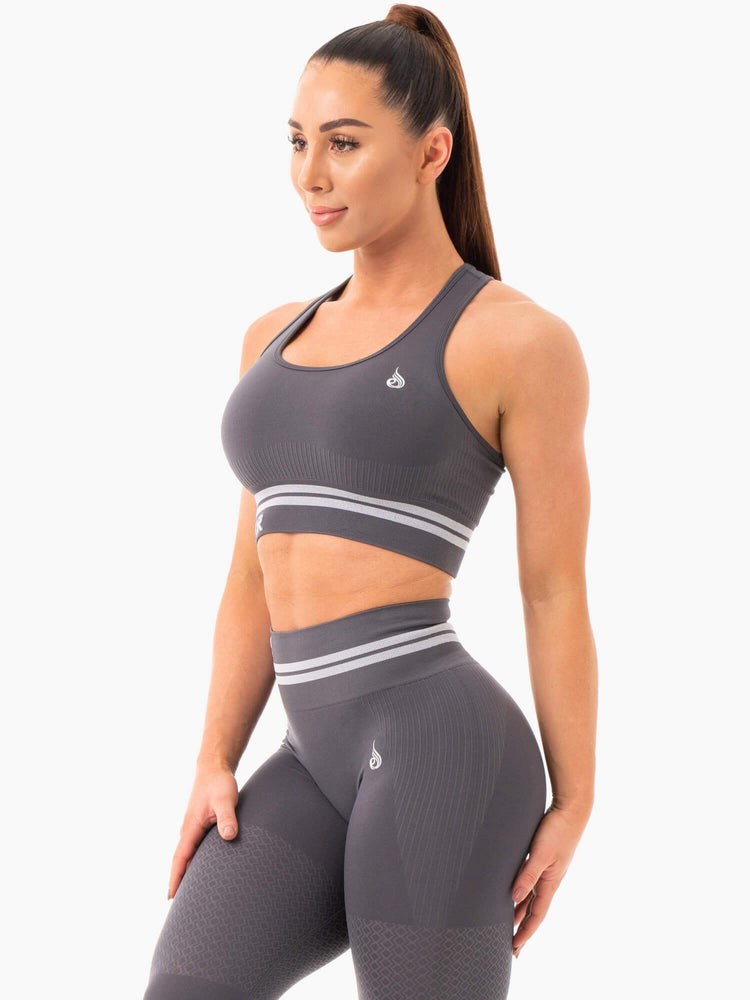 Ryderwear Freestyle Seamless Longline Sports Bra Charcoal | MSE-704928