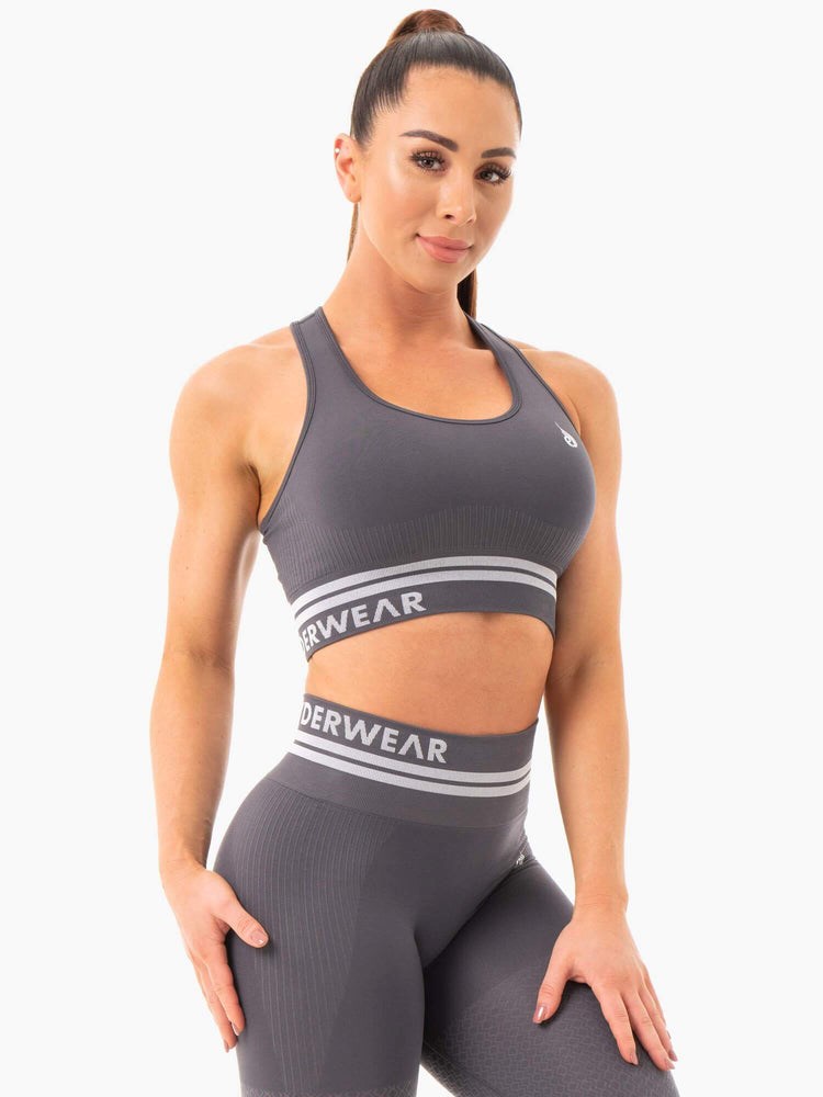 Ryderwear Freestyle Seamless Longline Sports Bra Charcoal | MSE-704928